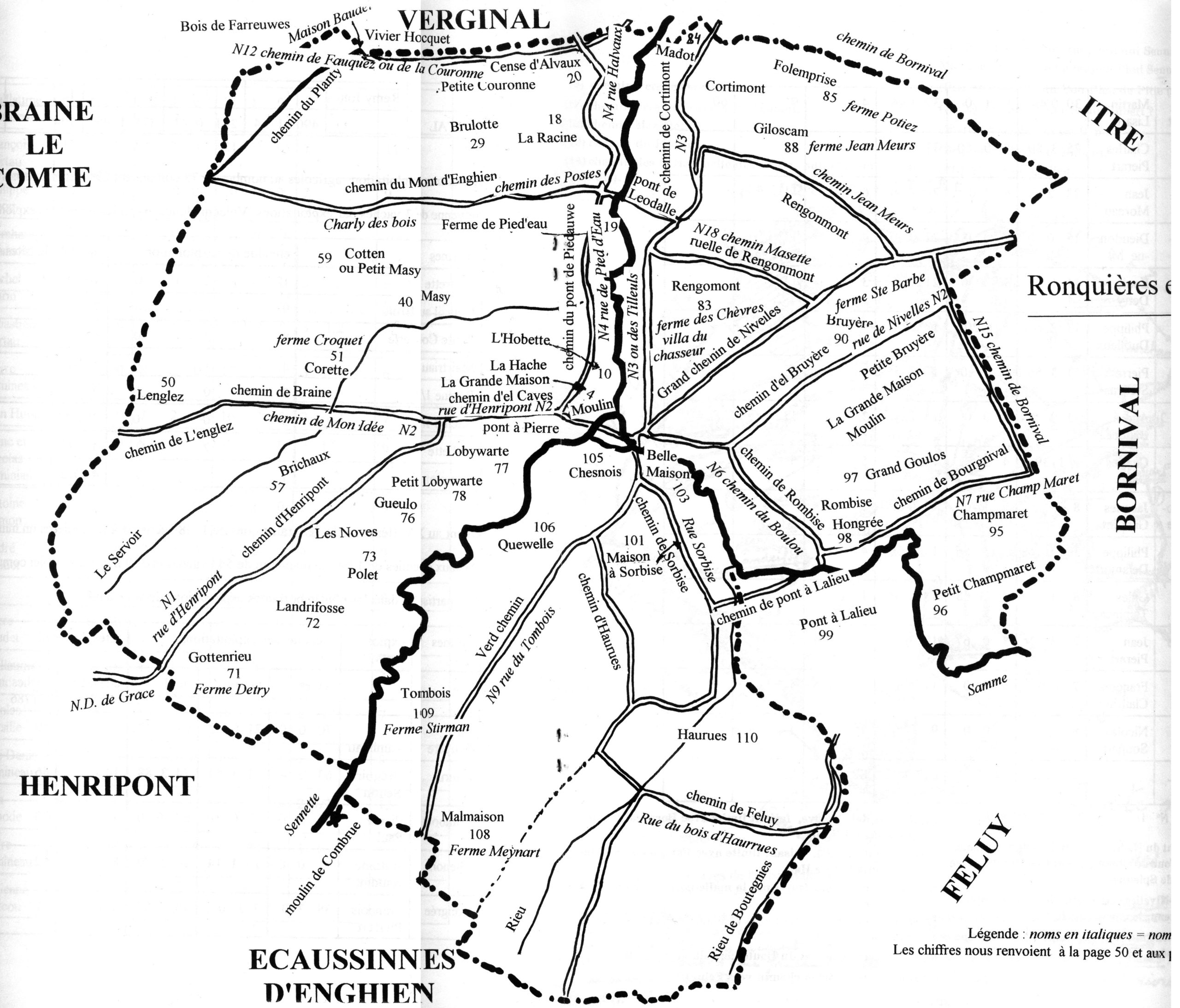 Carte rurale de Ronquières en 1786